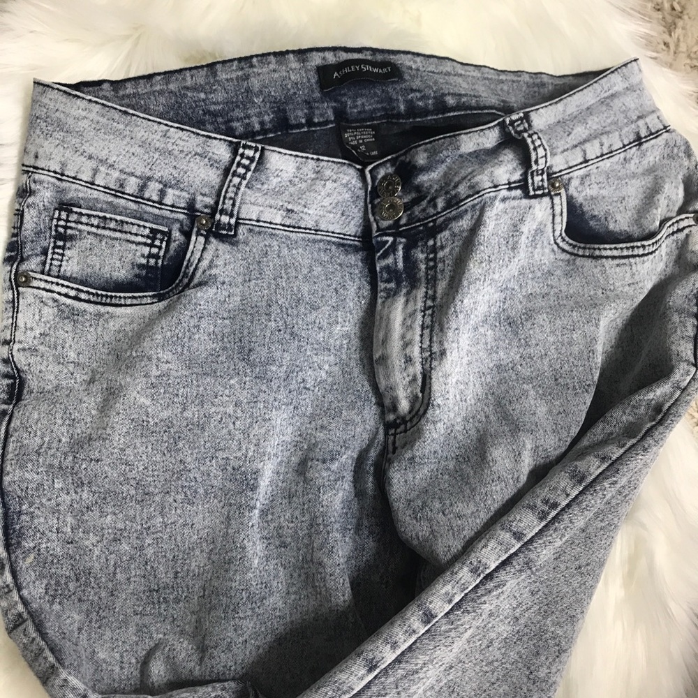 Ashley Stewart blue mineral wash skinny jeans 12 - Picture 2 of 5